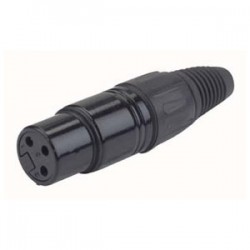 XFK203BB XLR CONNECTOR VROUWELIJK 3 POLIG ZWART MET ZWARTE EINDDOP DAP AUDIO